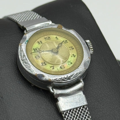 21mm Vintage Ladies Art Deco Mother Of Pearl Dial Manual Wind Watch PARTS REPAIR