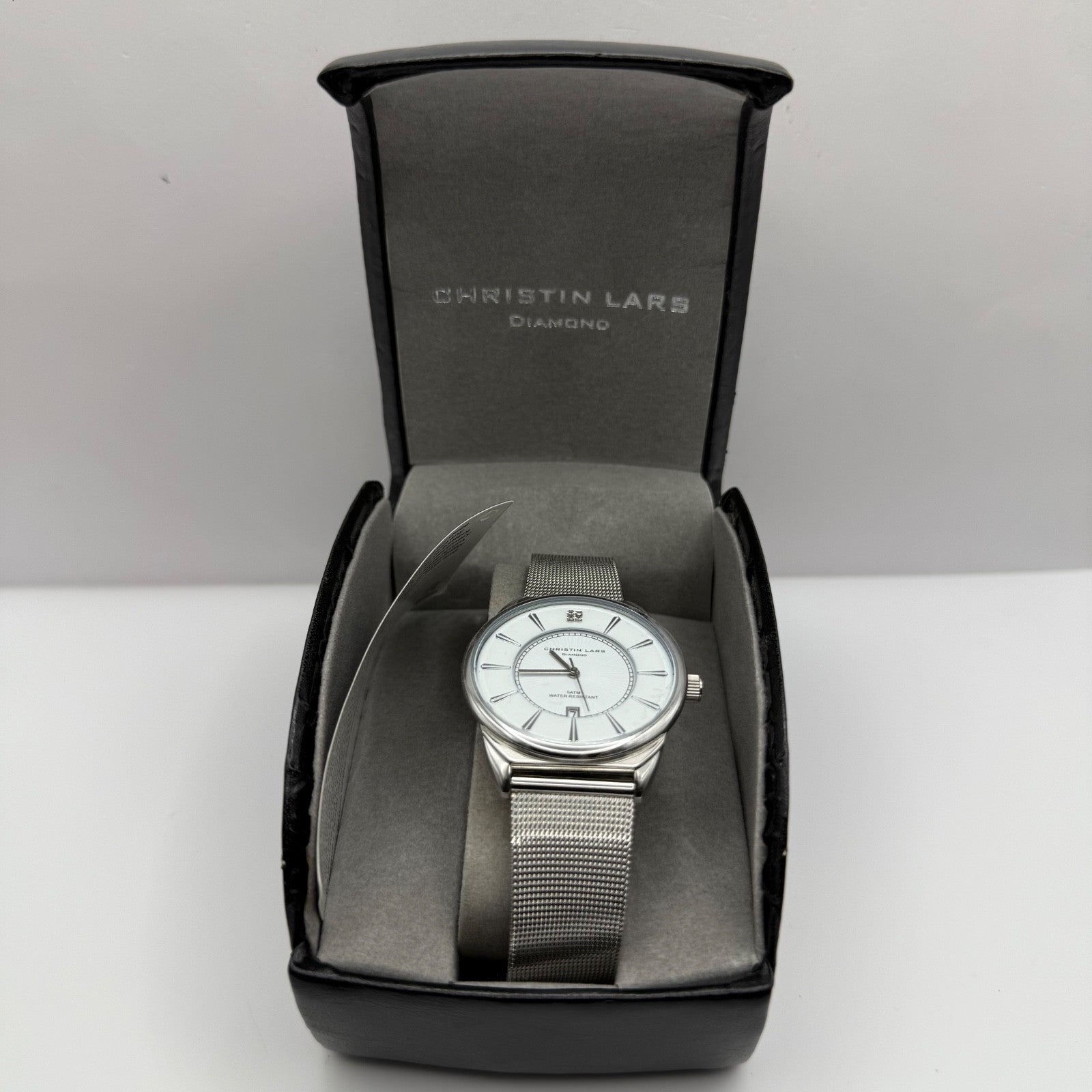 Christian Lars Diamond Watch Boxed 42mm Unisex Date Dial Steel Boxed 7 Inches