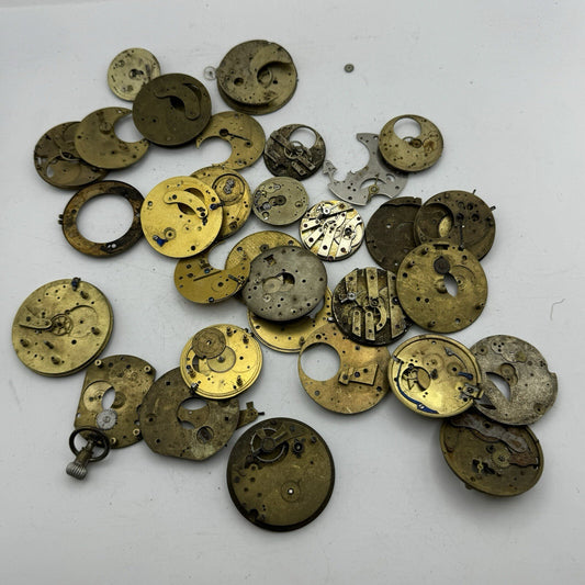 550 Grams Job Lot Of Pocket Watch Movements Parts For Spares / Repairs / Parts