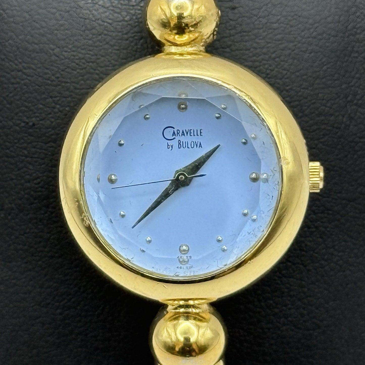 24mm Working Ladies Caravelle By Bulova Blue Dial Quartz Bangle Watch 6 Inches