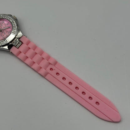 Eve Mon Crois Ladies Quartz Watch Pink Dial Crystal Accents Japan Working 36mm