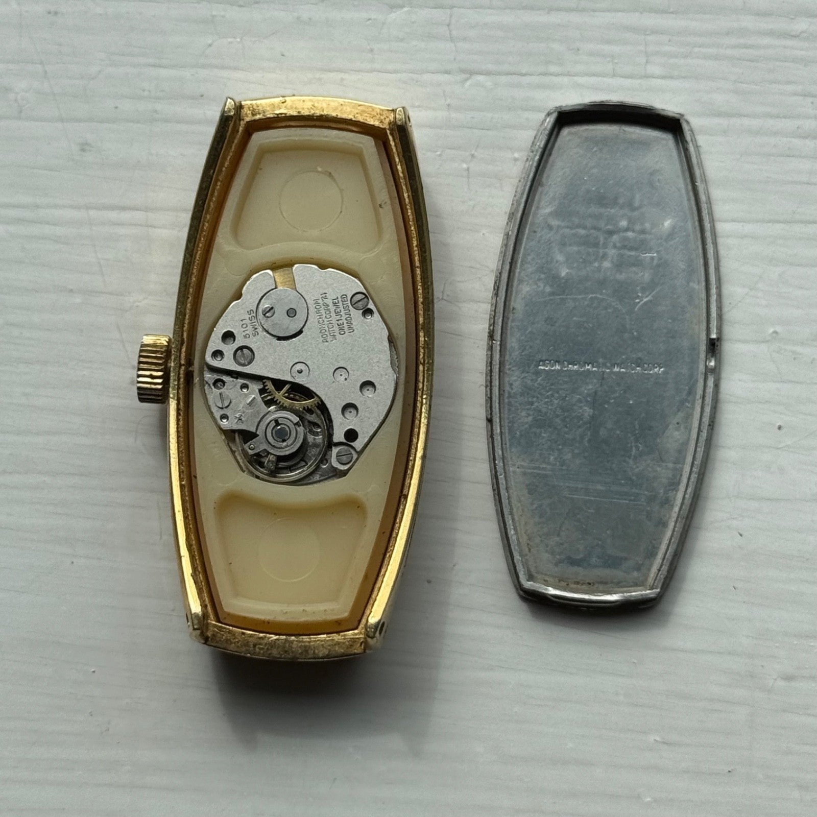 20mm Vintage Astral Rectangle Ronda RL 5101 Manual Wind Watch PARTS / REPAIR