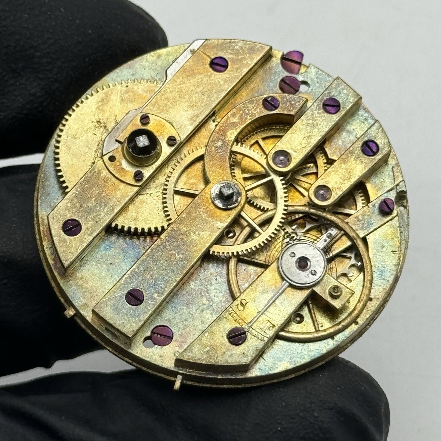 36.2mm Oxidised Cylinder Pocket Watch Movement No Dial Hands FOR PARTS