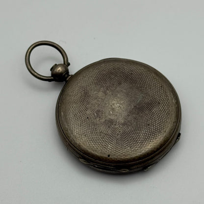 42mm Antique Argent Silver Cylinder Escapement Pocket Watch PARTS REPAIR