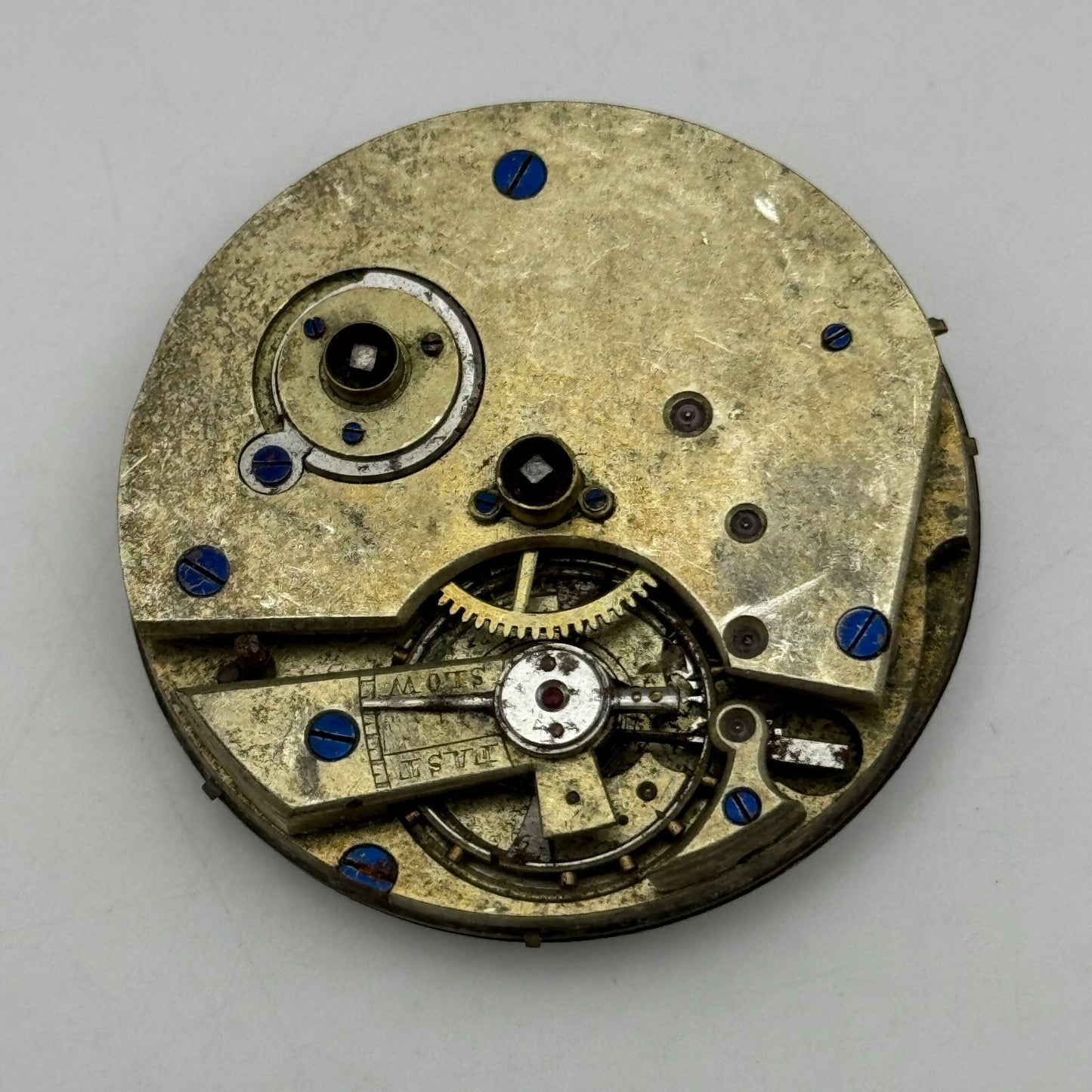 42.9mm Unidentified Antique Key Wound Pocket Watch Movement PARTS REPAIR SPARES