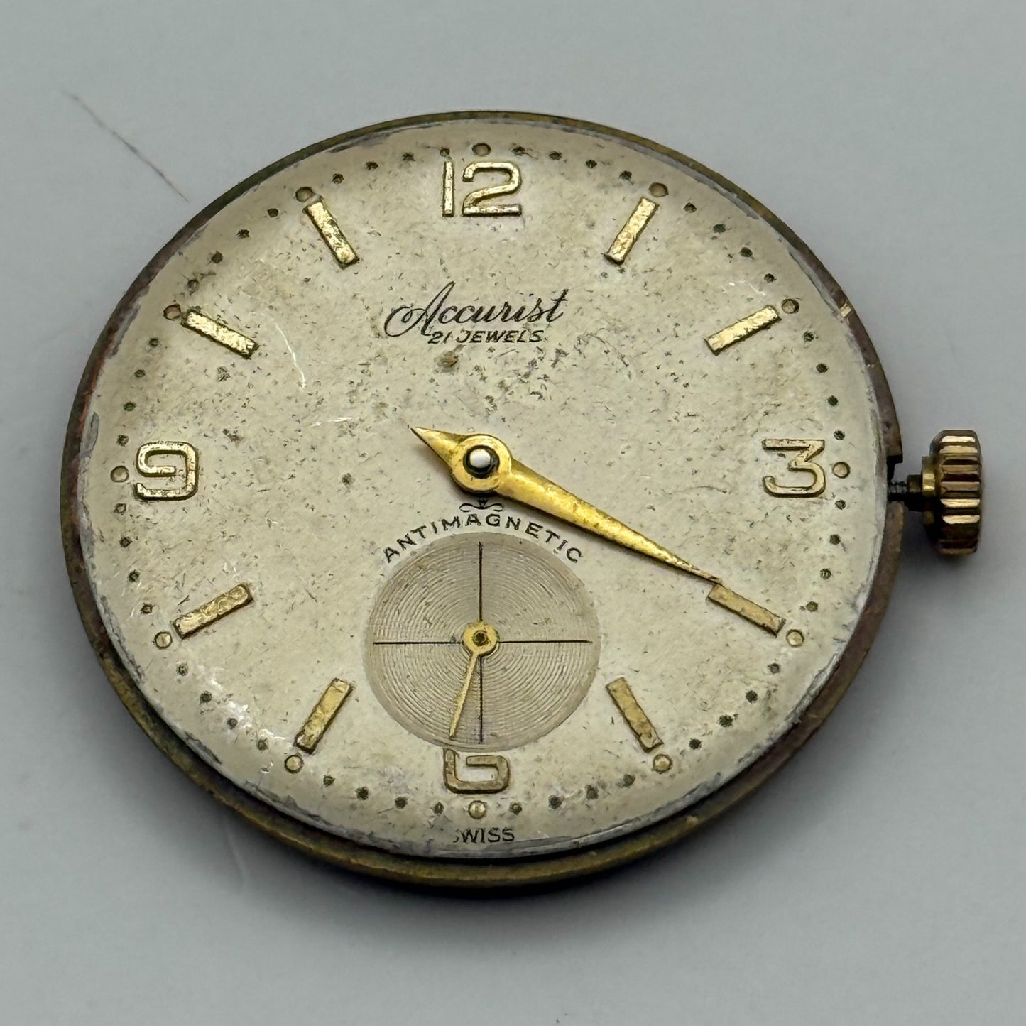 AS 1002 984 Watch Movement Running Accurist Manual Wind Vintage Parts 29.8mm