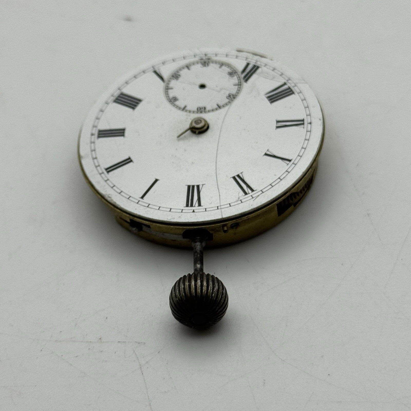 44.7m Warranted English Lever Top Wind Pocket Watch Movement Dial FOR PARTS