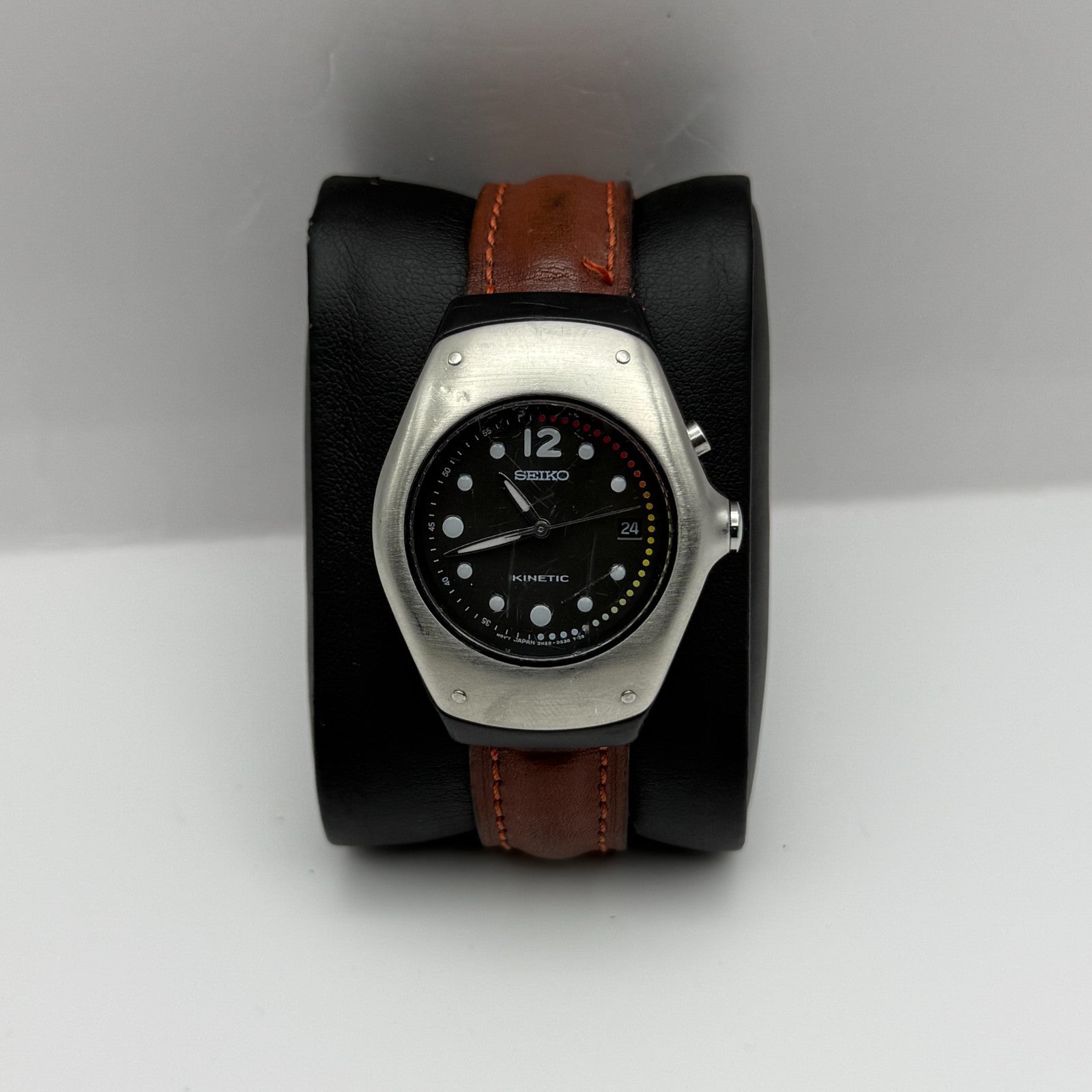 Seiko Kinetic Arctura Quartz Watch 3M22-0D40 Date Dial Japan 34mm PARTS REPAIR