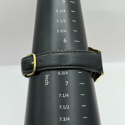 33mm Working Gillex Gold Plated Ladies Black Dial Strap Quartz Watch 6.5 Inches