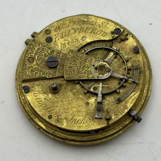 41.1mm Hamilton & Inches Fusee Pocket Watch Movement FOR PARTS Restore