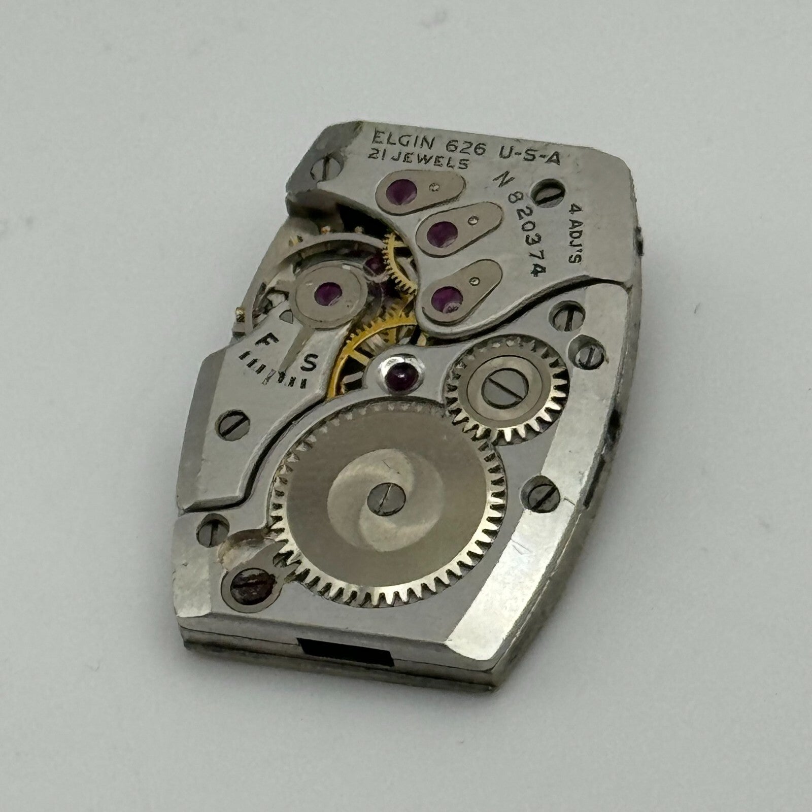 15/0s Elgin Grade 626 Model 2 Vintage American Tank Watch Movement PARTS SPARES