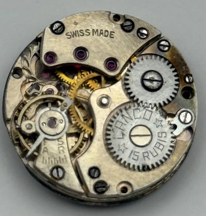Lanco 15 Rubis Watch Movement Manual Wind Vintage Swiss Parts Repair 19.7mm