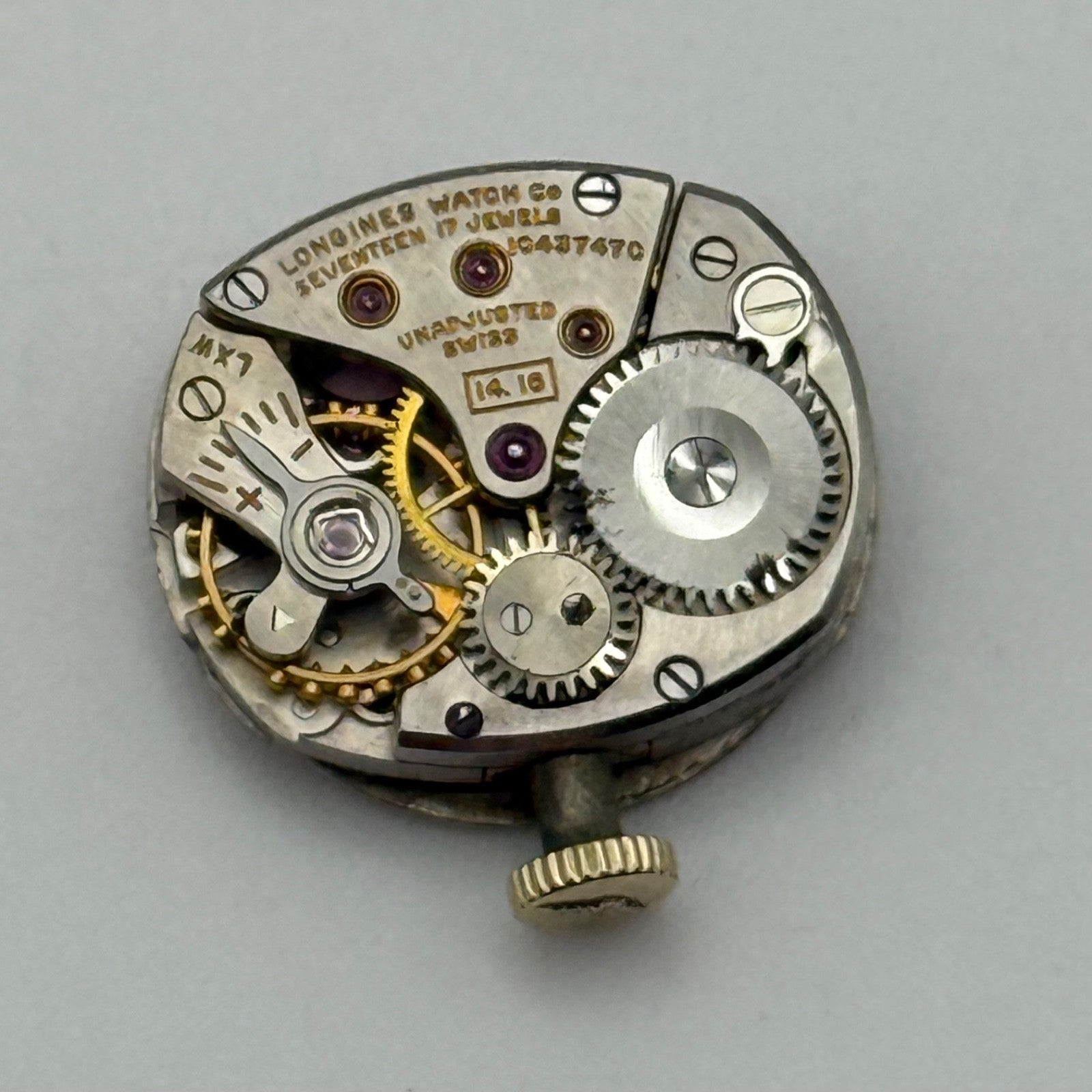 Longines 14.16 Watch Movement Running Manual Wind Vintage Swiss Parts 14.2mm