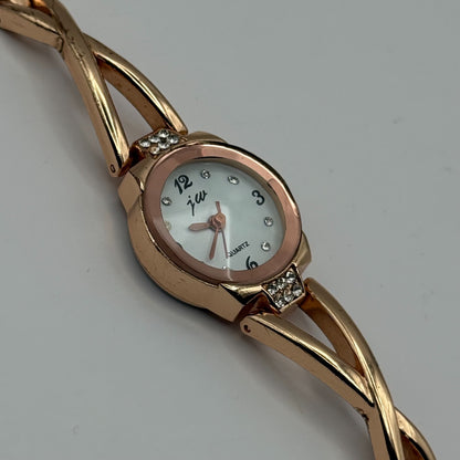 JW Ladies Quartz Watch Rose Gold Crystal Accents Working 21mm 5.25 Inches