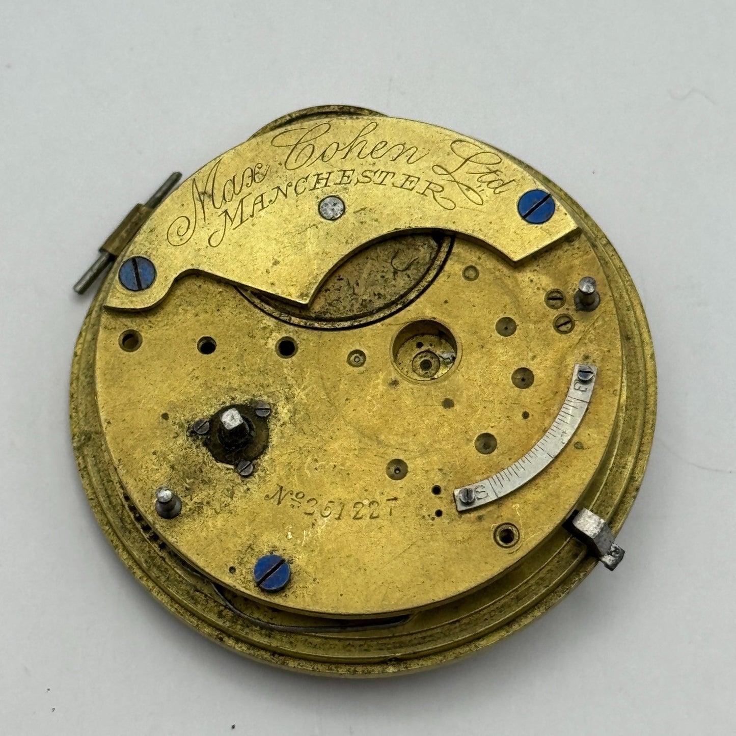 Fusee Pocket Watch Movement Antique English Manchester Parts Repair Spare 48.1mm