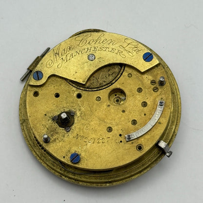 Fusee Pocket Watch Movement Antique English Manchester Parts Repair Spare 48.1mm