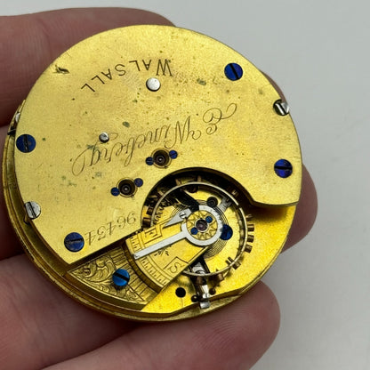 47.3mm Antique E Wineberg Walsall Pocket Watch Movement PARTS REPAIR SPARES
