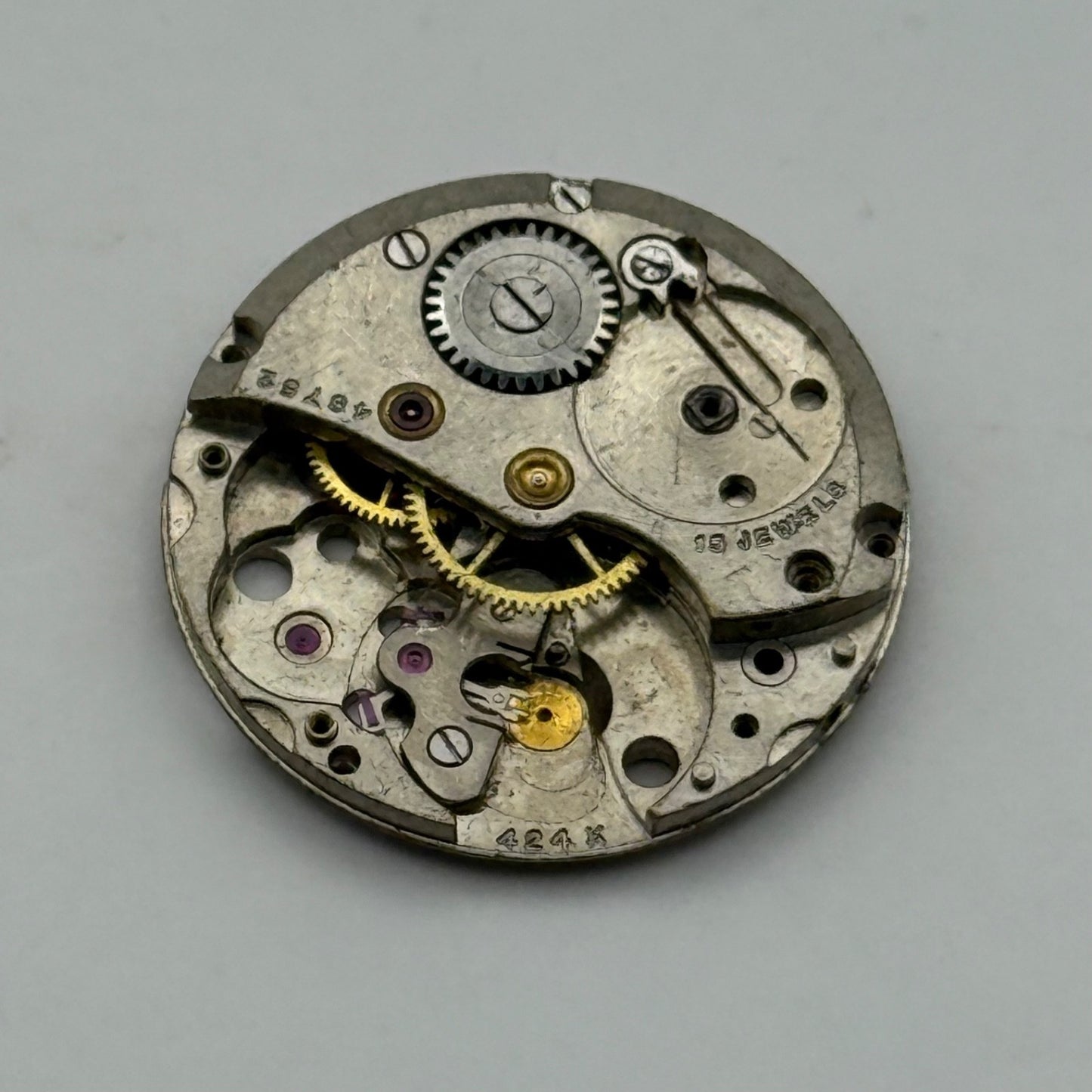 Cyma 424K Watch Movement Manual Wind Vintage Swiss Incomplete Parts Repair 19.6m
