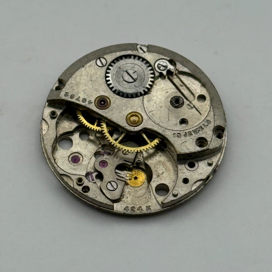 Cyma 424K Watch Movement Manual Wind Vintage Swiss Incomplete Parts Repair 19.6m