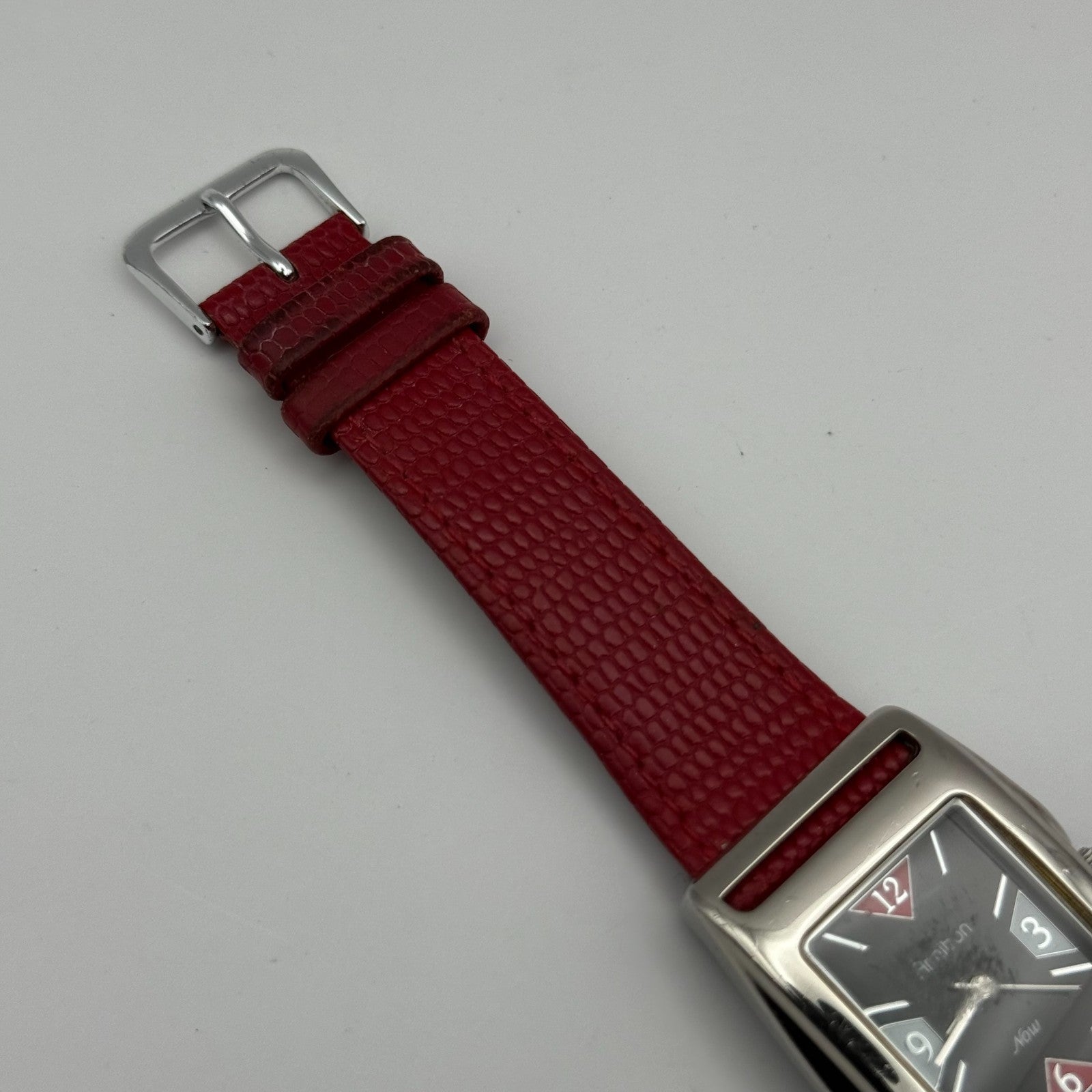 Armitron Now Ladies Quartz Watch Black Dial Red Leather Strap Japan Working 27mm