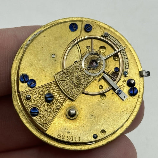 36mm Running Antique Quality English Fusee Pocket Watch Movement -  TO RESTORE
