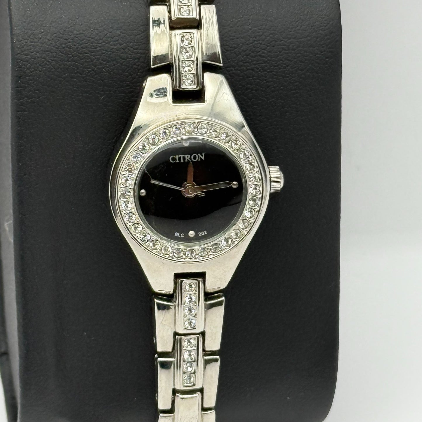 Citron BLC202 Ladies Quartz Watch Black Dial Silver Tone Bracelet Working 21mm