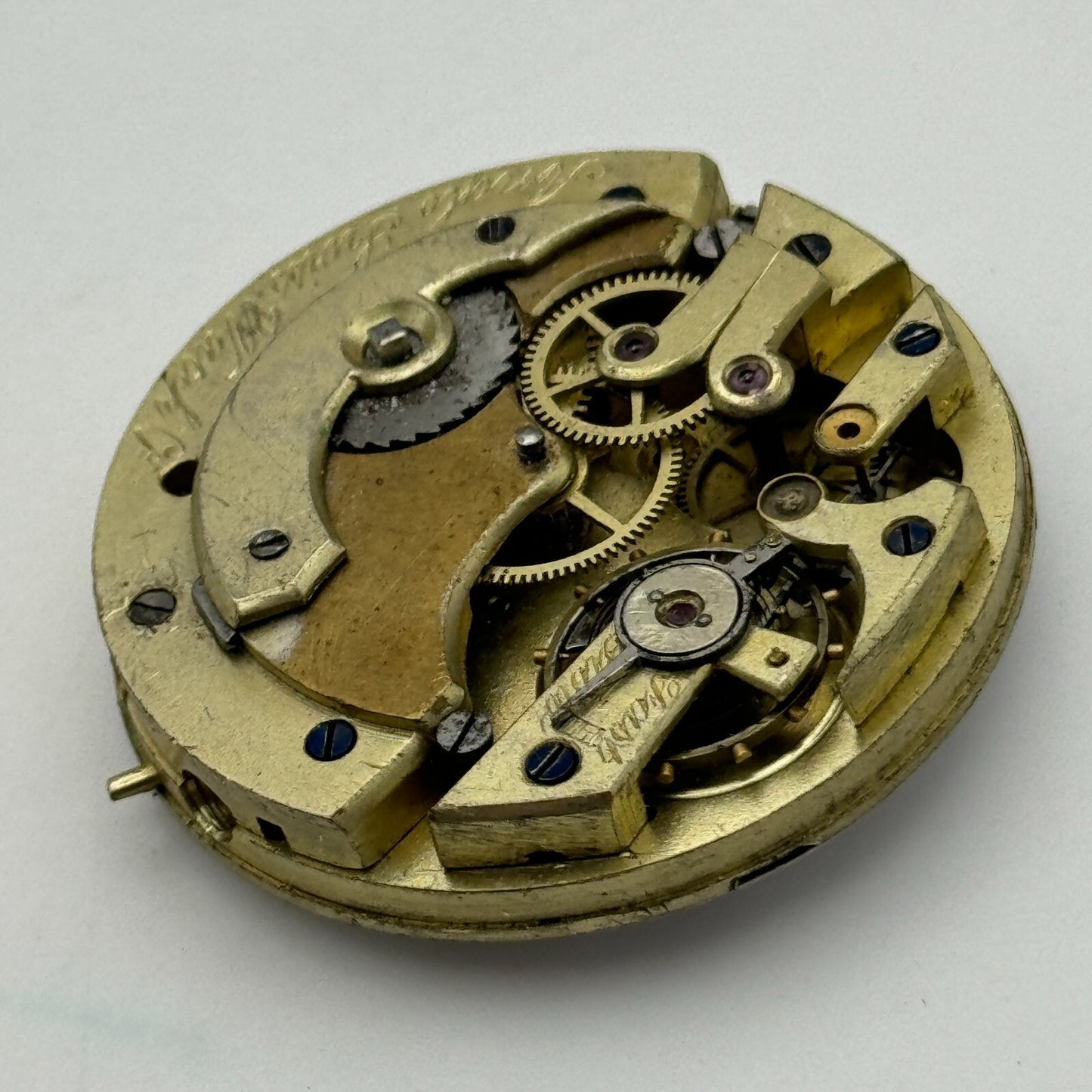 38.6mm Antique Open Face Longines ? Anglo Swiss Pocket Watch Movement PARTS