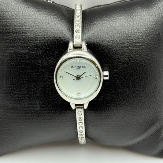 Working Infinite Ladies Jewelled Silver Tone 19mm Quartz Watch 5.5 Inches