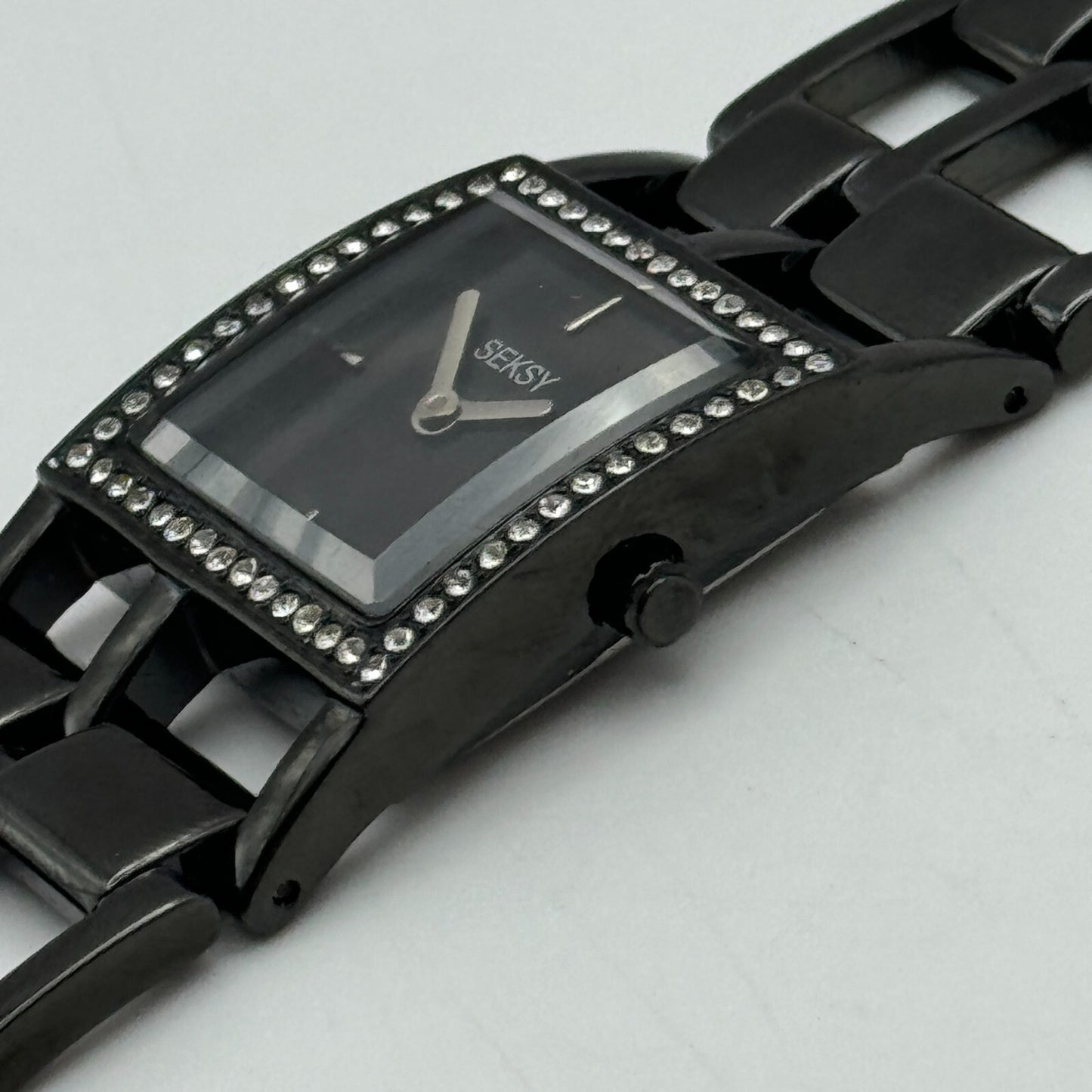 23mm Working Seksy Sekonda 4008 Black Jewelled Quartz Watch New Battery 7.5 Inch