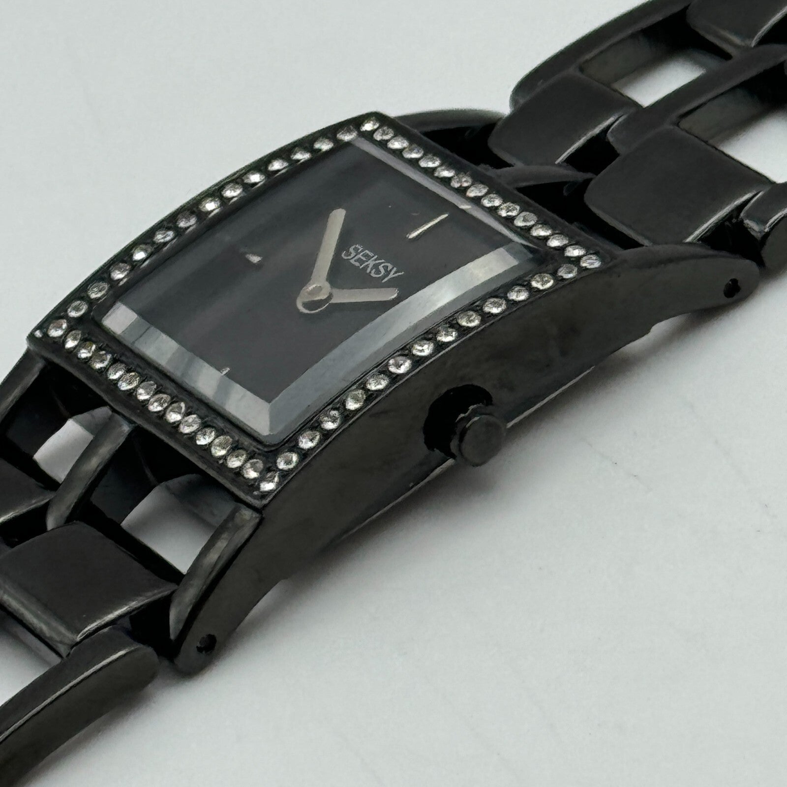 23mm Working Seksy Sekonda 4008 Black Jewelled Quartz Watch New Battery 7.5 Inch