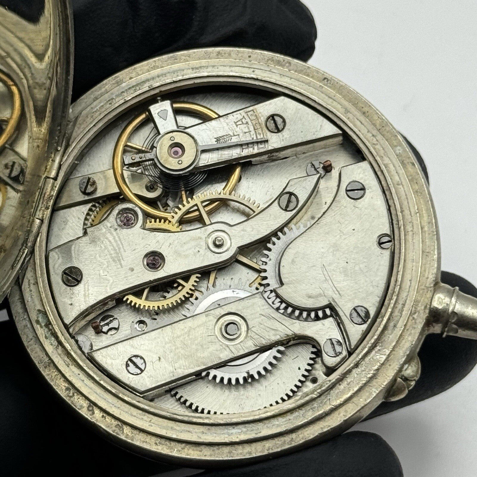 50mm Runs But Stops Antique Art Deco Case Pin Set Argentan Quality Pocket Watch