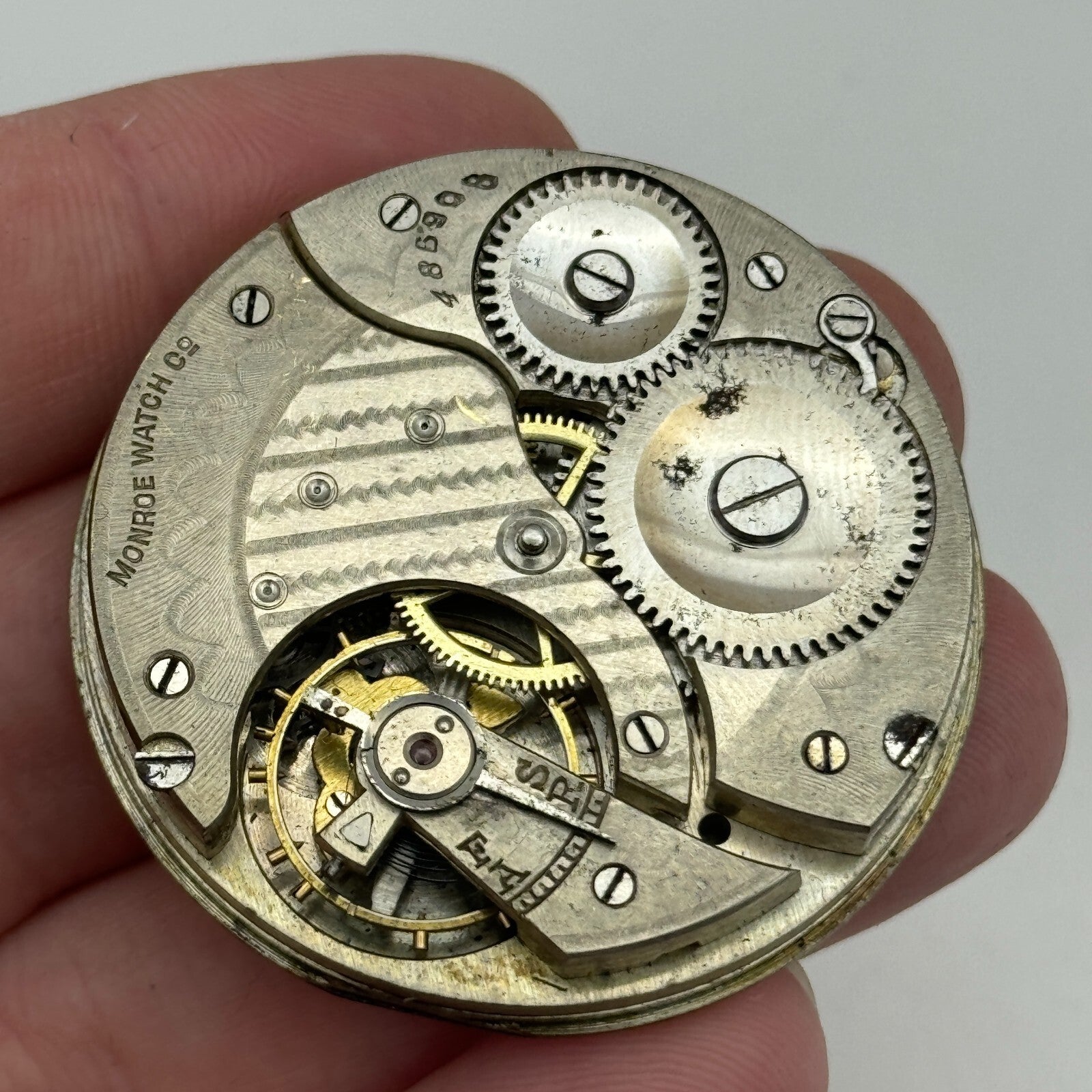 43mm Monroe Watch Co Sub Seconds Vintage Hunter Pocket Watch Movement PARTS