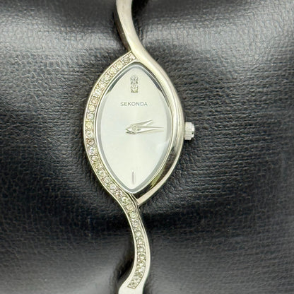 Sekonda Ladies Quartz Watch Crystal Accents Silver Tone Bracelet Working 17mm