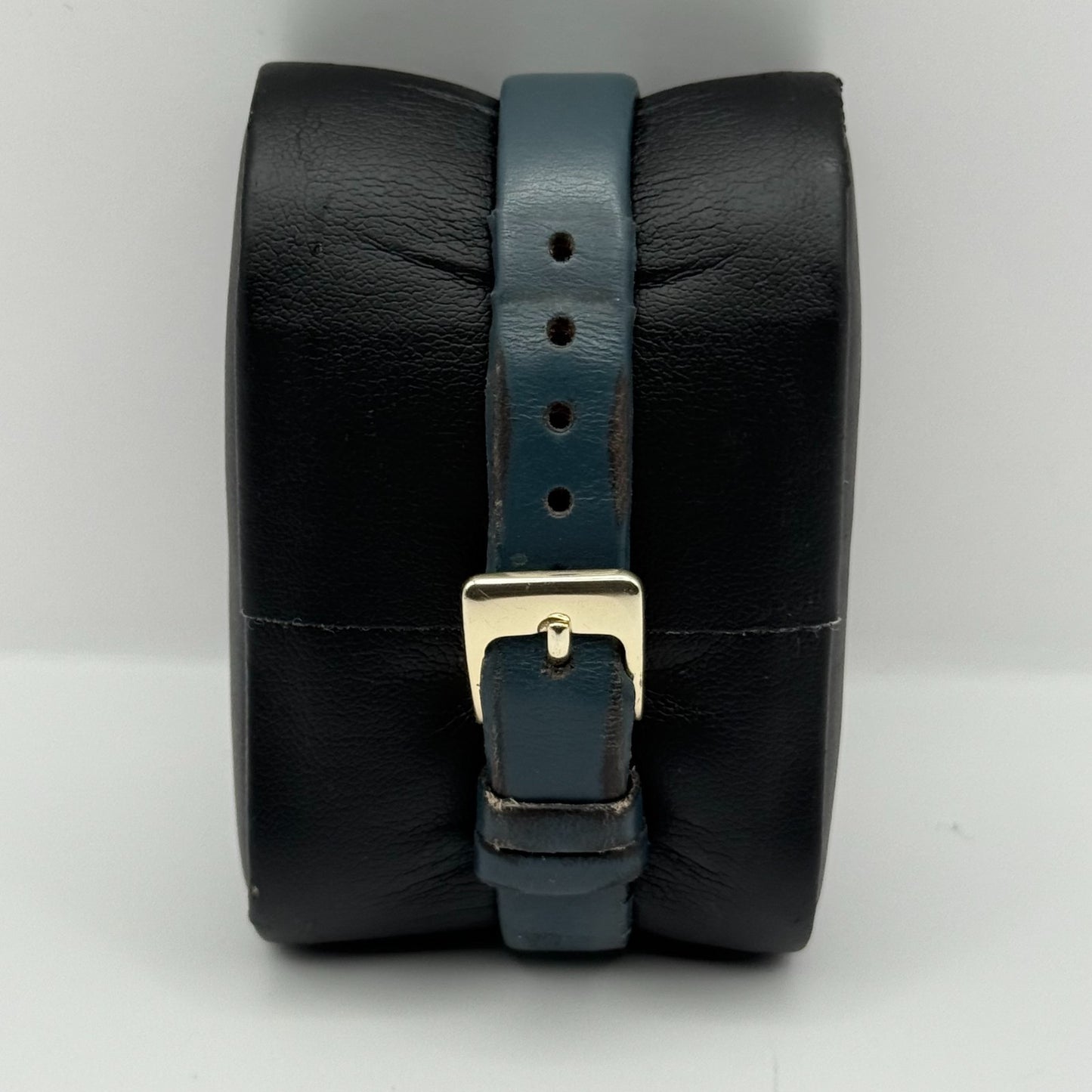 Pulsar Ladies Quartz Watch Date Dial Gold Tone Blue Leather Strap Working 24mm