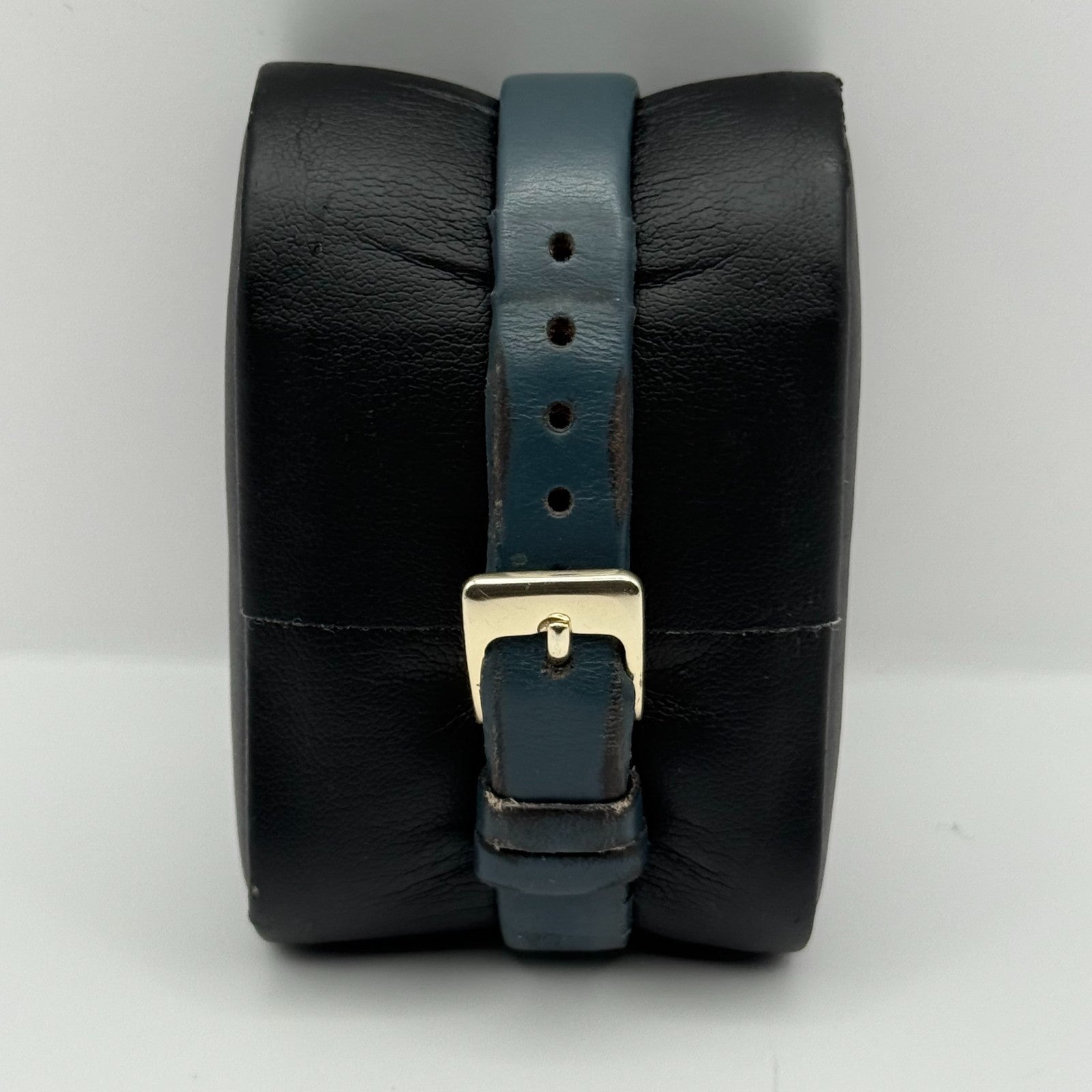 Pulsar Ladies Quartz Watch Date Dial Gold Tone Blue Leather Strap Working 24mm