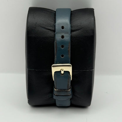 Pulsar Ladies Quartz Watch Date Dial Gold Tone Blue Leather Strap Working 24mm