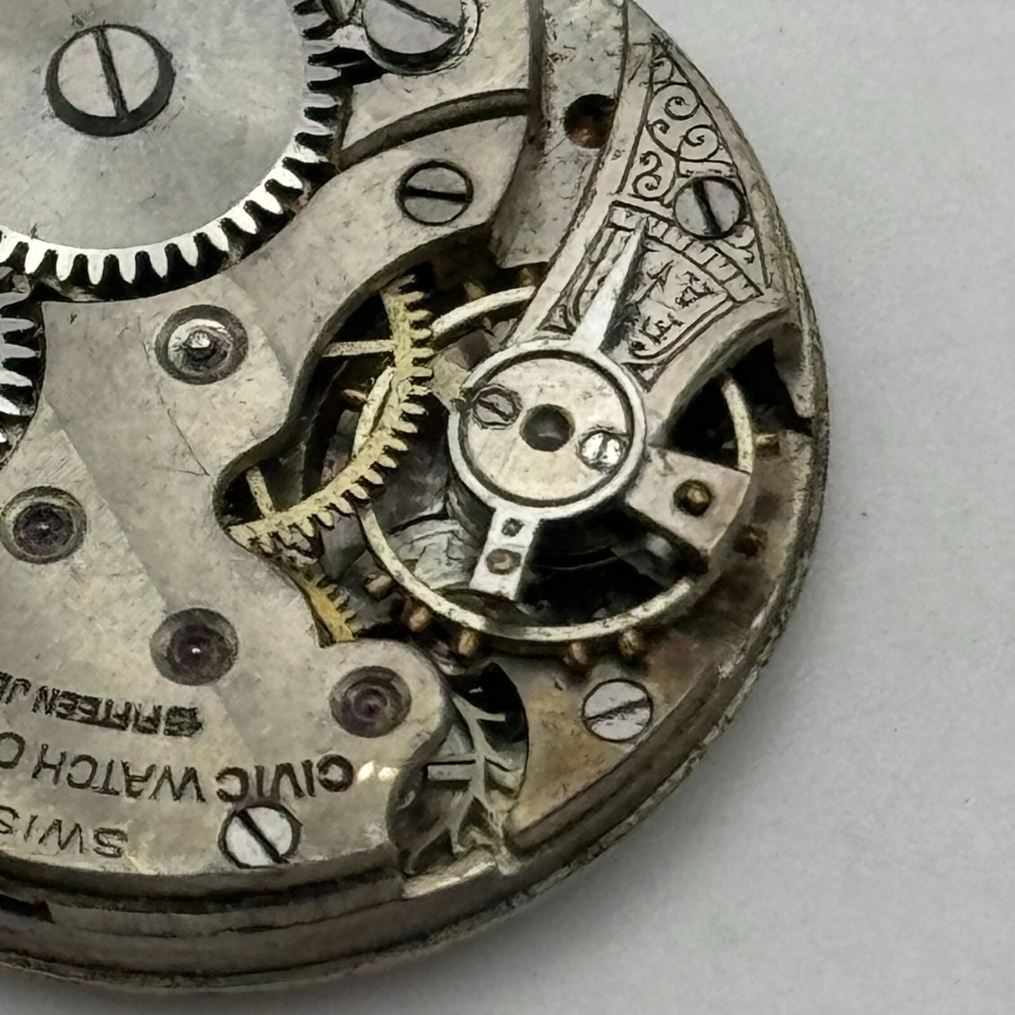 25.3mm Civic Watch Co Mens Trench Watch Movement Manual Wind Vintage Swiss PARTS