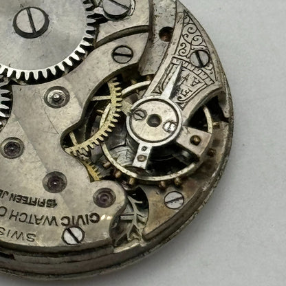 25.3mm Civic Watch Co Mens Trench Watch Movement Manual Wind Vintage Swiss PARTS