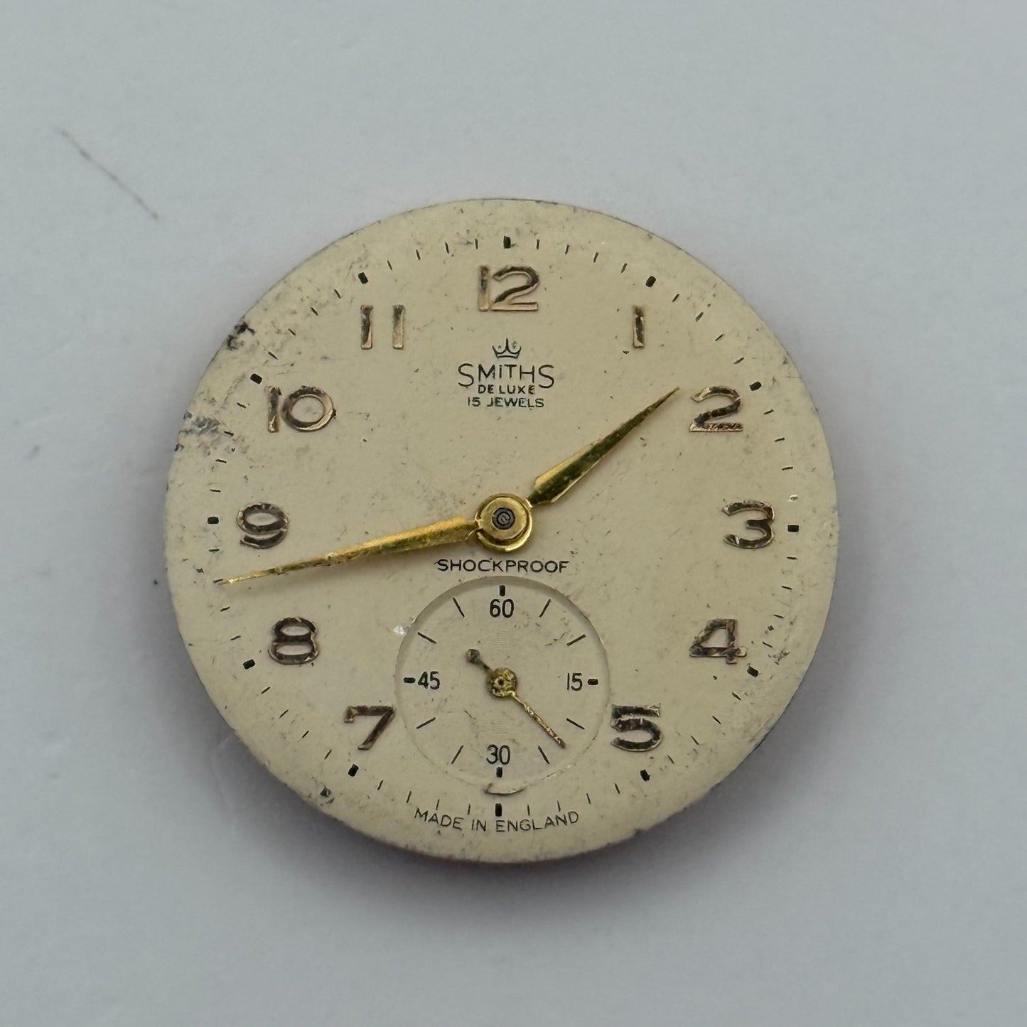 Smiths De Luxe 72 Shockproof Watch Movement Manual Wind Vintage Parts 26.9mm