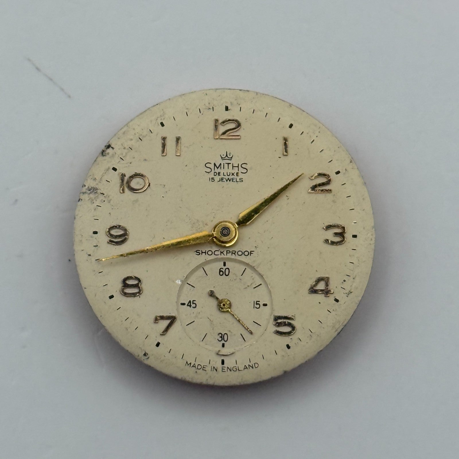 Smiths De Luxe 72 Shockproof Watch Movement Manual Wind Vintage Parts 26.9mm