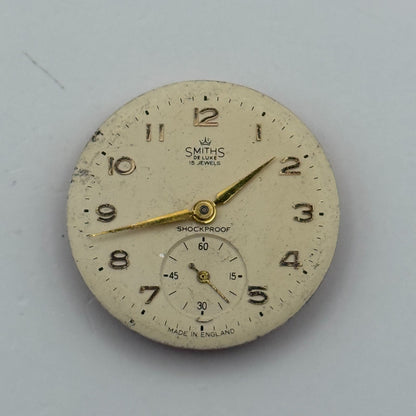 Smiths De Luxe 72 Shockproof Watch Movement Manual Wind Vintage Parts 26.9mm