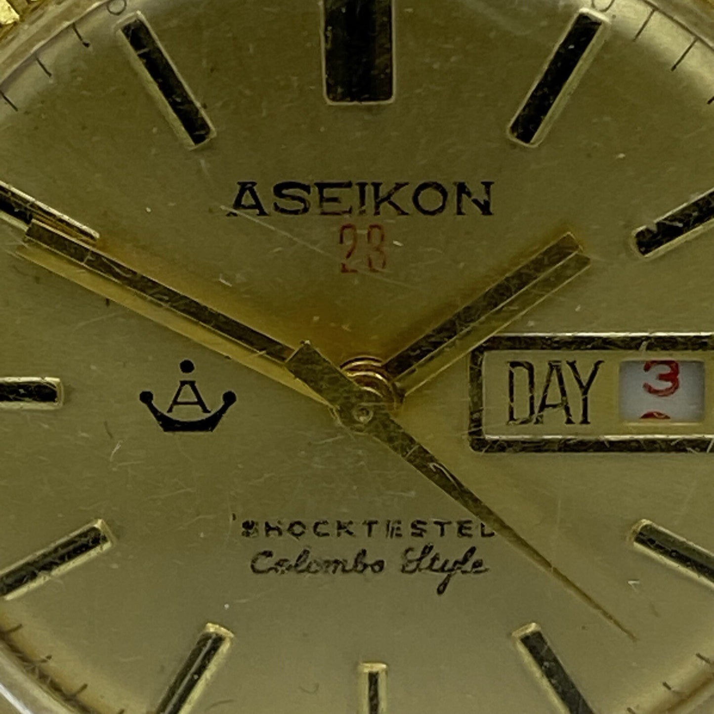 35mm Vintage Gents Aseikon 23 Colombo Style Day Date Watch Head TO RESTORE