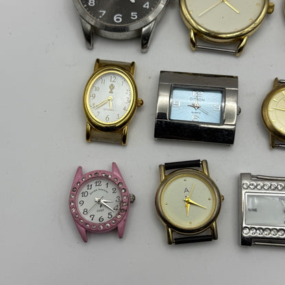 Bundle Of 9 Quartz Watches Modern / Vintage Untested Parts / Repair / Crafts