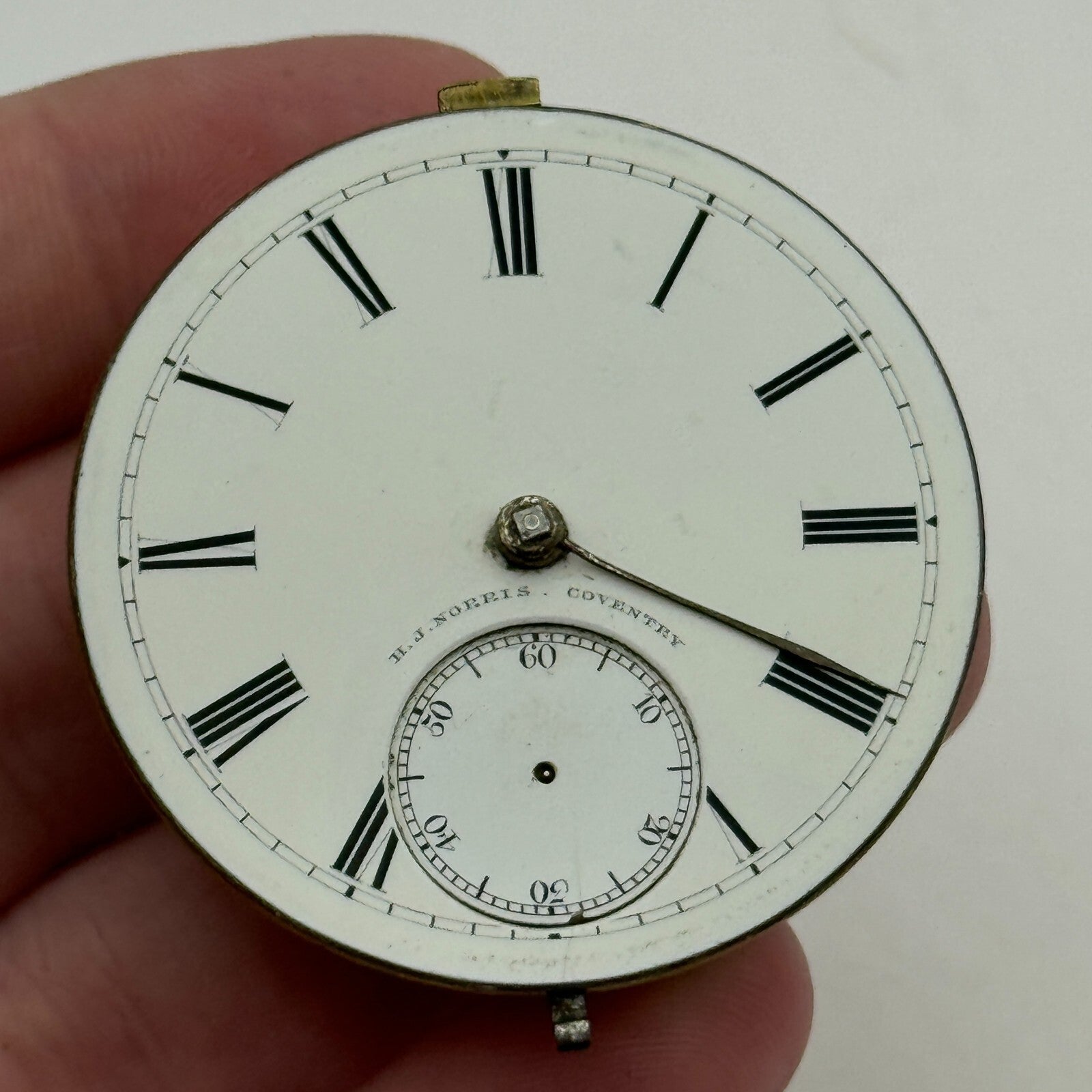 44.6mm Antique H J Norris Coventry Balance Intact Pocket Watch Movement PARTS