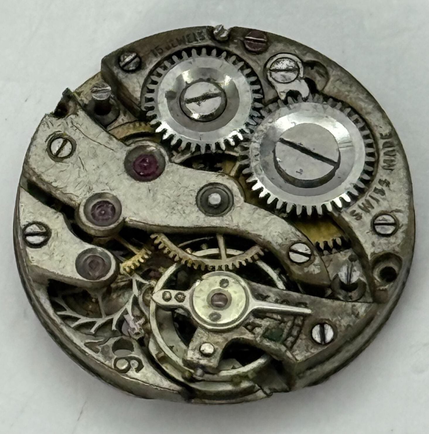 19.7mm Vintage ETA 15 Jewels Manual Wind Watch Movement PARTS REPAIR