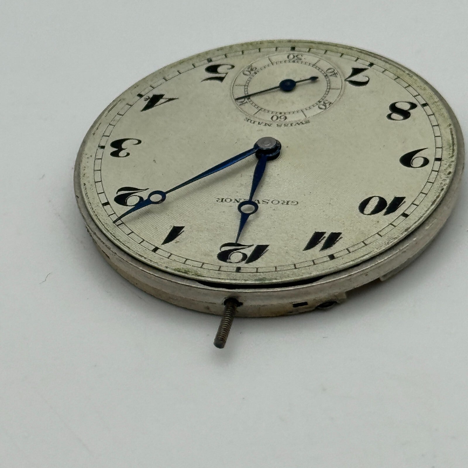 41.5mm Antique Grosvenor Open Face Sub Seconds Swiss Pocket Watch Movement PARTS