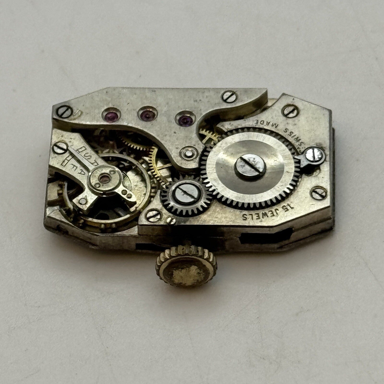 15.2mm Running Art Deco Cal 411 Tank Watch Movement Dial Hands Restoration