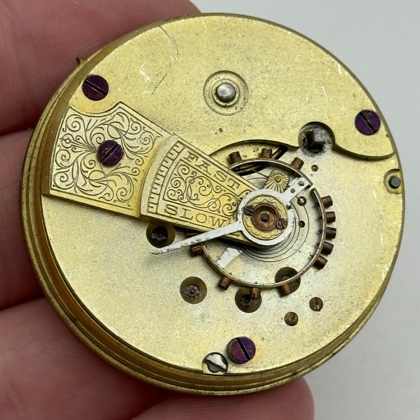 45.6mm Antique Lucerne E Swiss Key Wound Pocket Watch Movement PARTS REPAIR