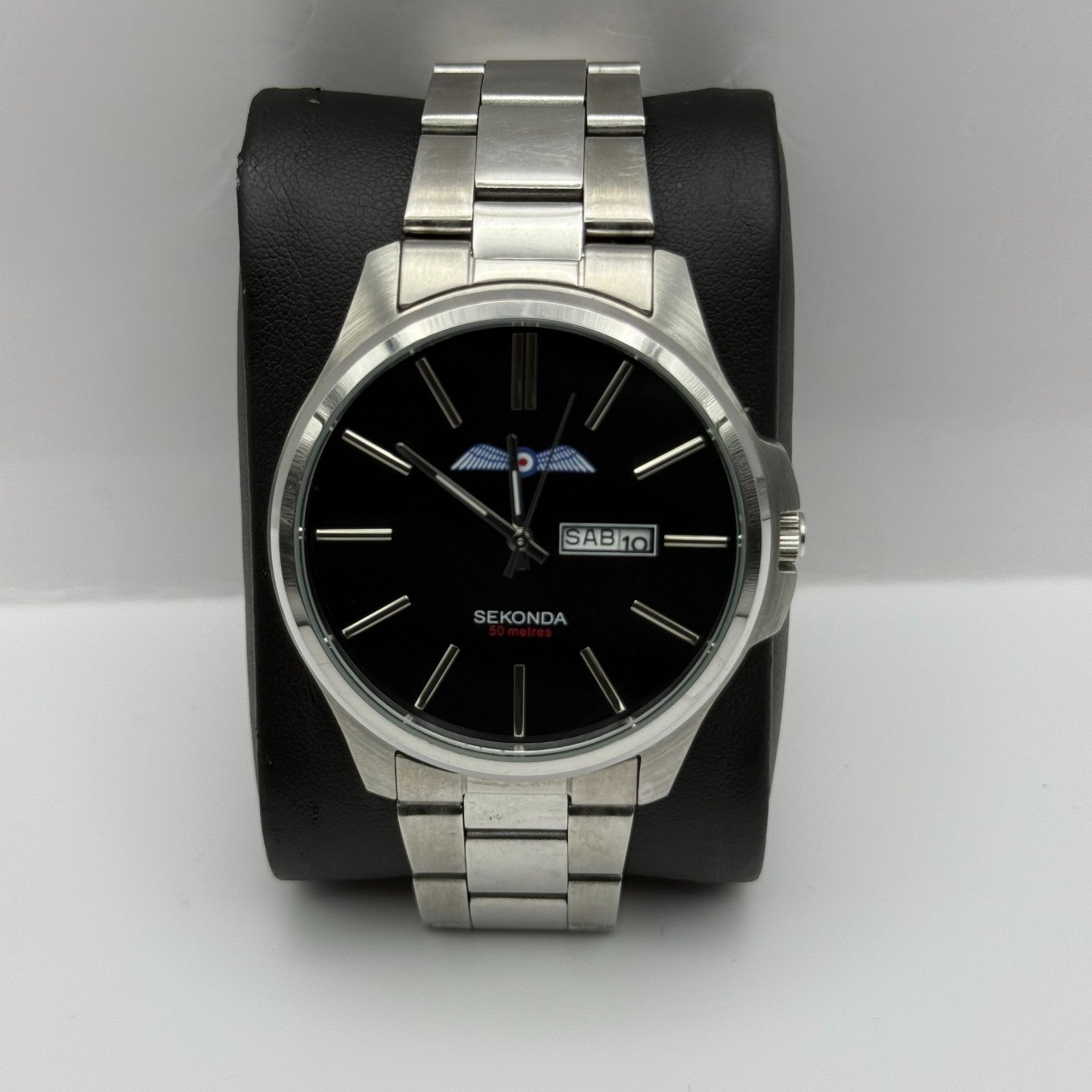 Sekonda Men's Quartz Watch Date Dial Silver Tone Bracelet 43mm PARTS REPAIR