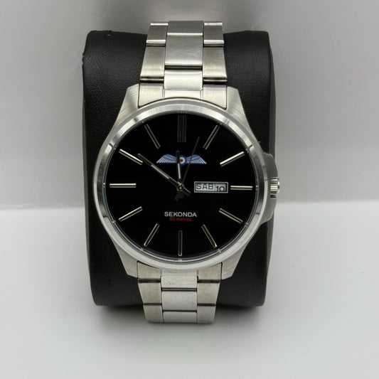 Sekonda Men's Quartz Watch Date Dial Silver Tone Bracelet 43mm PARTS REPAIR